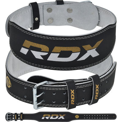 Пояс RDX 4" Leather S черн/золот.